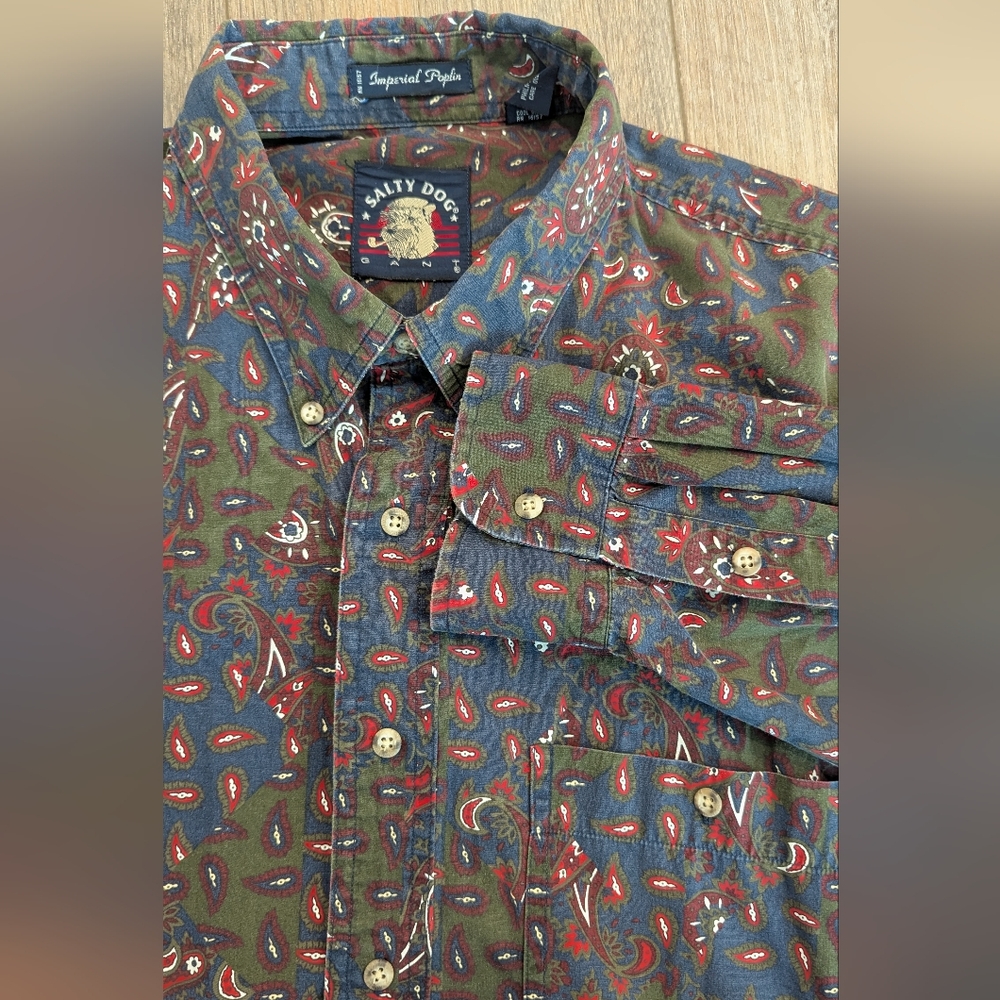 Salty Dog GANT Vintage Imperial Poplin Paisley Button Down Shirt Mens XL 90s 80s